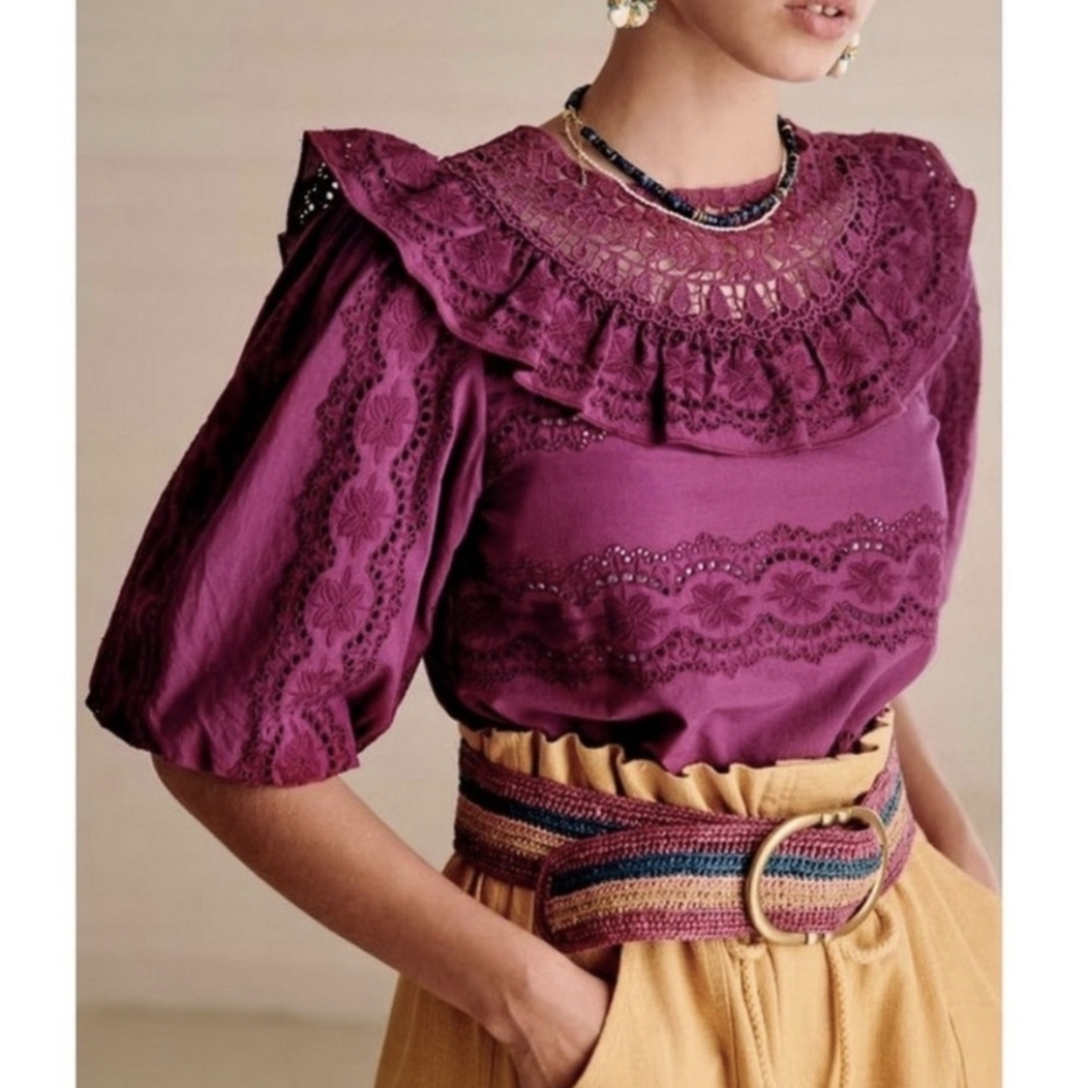 Sezane Elsa Blouse In Purple Size 34